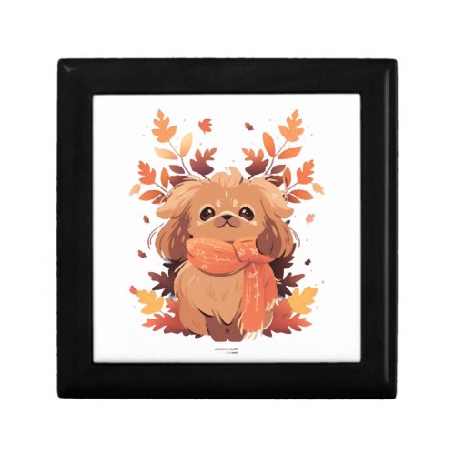 Pekingese Fall Dog Autumn Leaves Thanksgiving  Gift Box