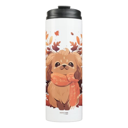 Pekingese Fall Dog Autumn Leaves Thanksgiving  Thermal Tumbler