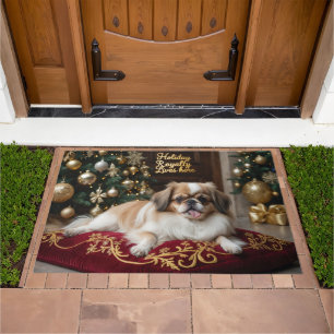 Pekingese Festive Holiday Christmas  Doormat