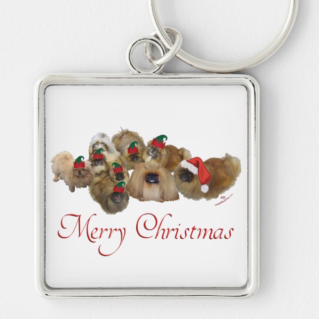 Pekingese Group Christmas Keychain (Front)