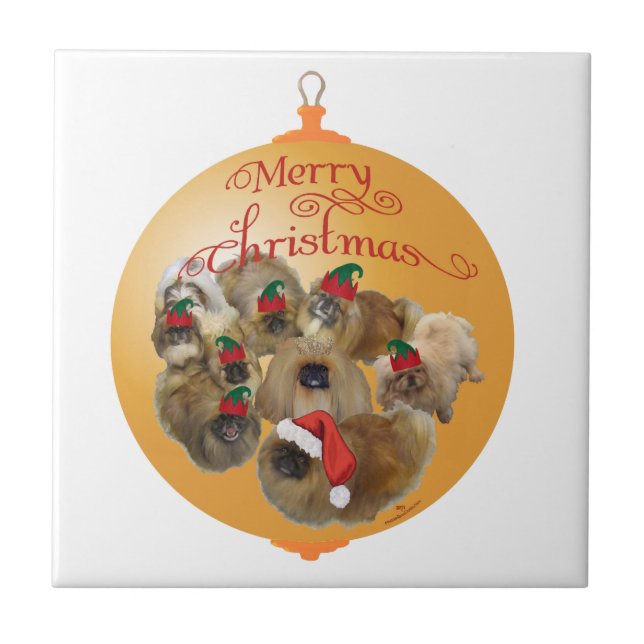 Pekingese Group Ornament Tile (Front)