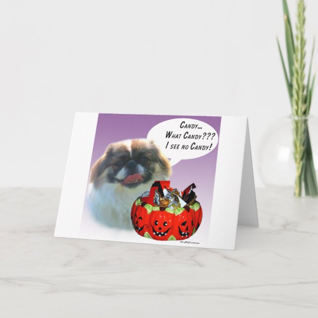 Pekingese Halloween Candy Card (Front)