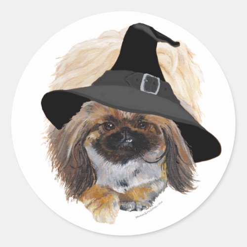 Pekingese Halloween Classic Round Sticker