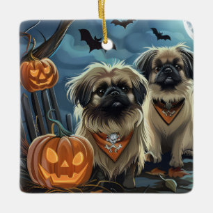Pekingese Halloween Spooky Ceramic Ornament