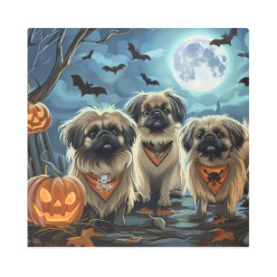 Pekingese Halloween Spooky Metal Print