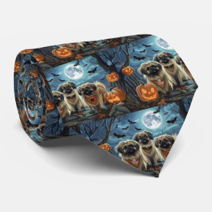 Pekingese Halloween Spooky Neck Tie