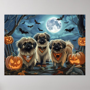 Pekingese Halloween Spooky Poster
