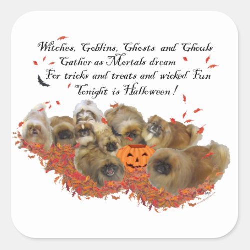 Pekingese Halloween Square Sticker