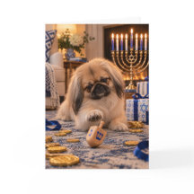 Pekingese Hanukkah Card