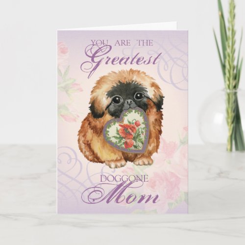 Pekingese Heart Mom Card