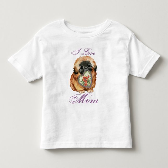 Pekingese Heart Mom Toddler T-shirt (Front)