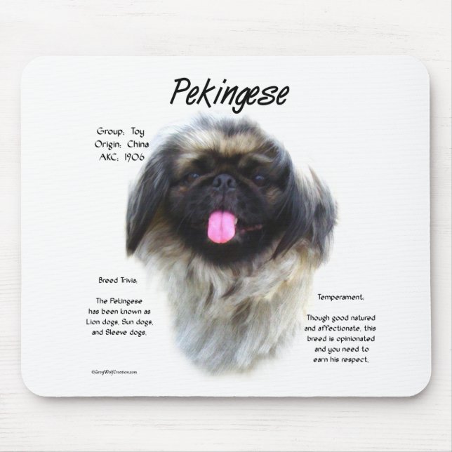 Pekingese History Design Mouse Pad (Front)