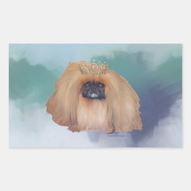 Pekingese Ice Princess Rectangular Sticker (Front)
