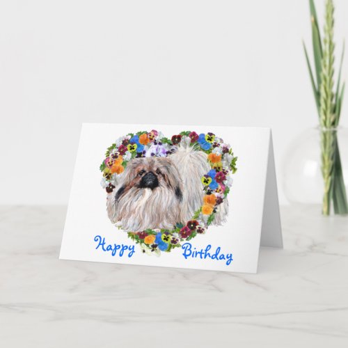 Pekingese in a Floral Heart Birthday Card