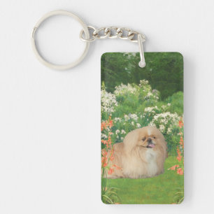 Pekingese in a Garden Keychain