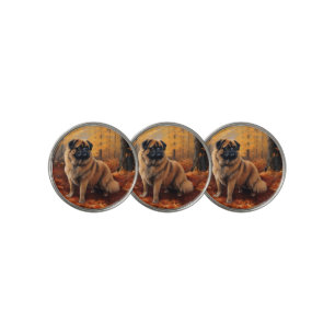 Pekingese in Autumn Leaves Fall Inspire Golf Ball Marker