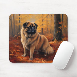 Pekingese in Autumn Leaves Fall Inspire Mouse Pad
