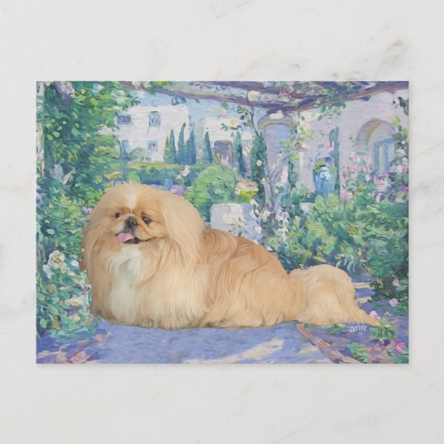 Pekingese in Lavender Postcard (Front)