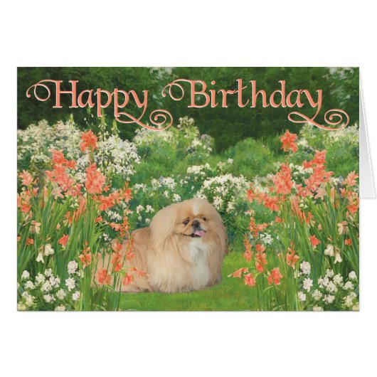 Pekingese in the Garden Cards (Front Horizontal)