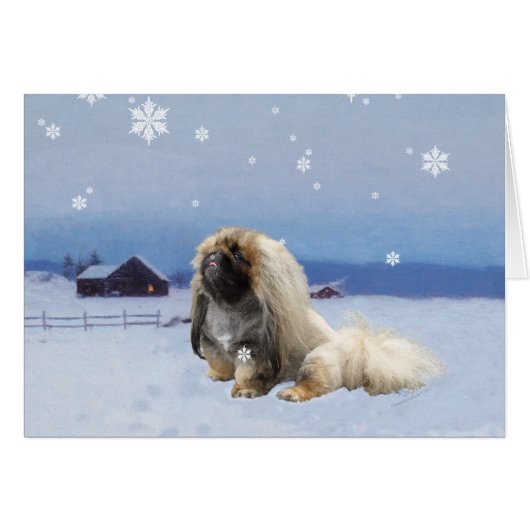 Pekingese in Winter Cards (Front Horizontal)