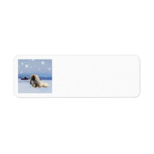 Pekingese in Winter Label