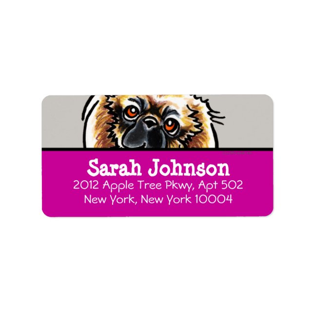 Pekingese Light Text Custom Color Label (Front)