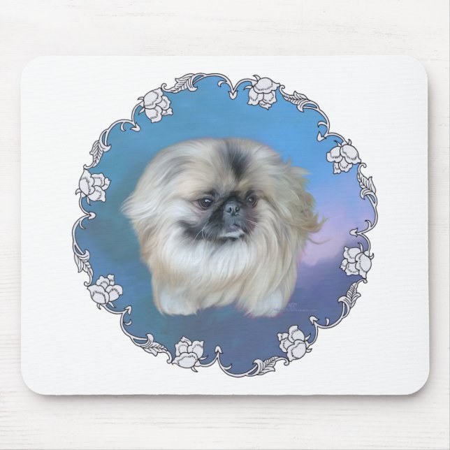 Pekingese Lily on Blue Mouse Pad (Front)