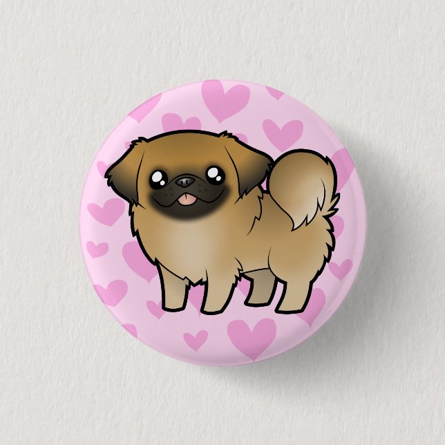 Pekingese Love (puppy cut) Pinback Button (Front)