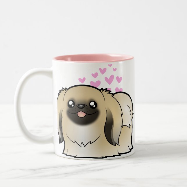 Pekingese Love (show cut) Two-Tone Coffee Mug (Left)