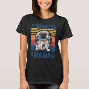 Pekingese Mama Mother Retro  Dog Mom T-Shirt