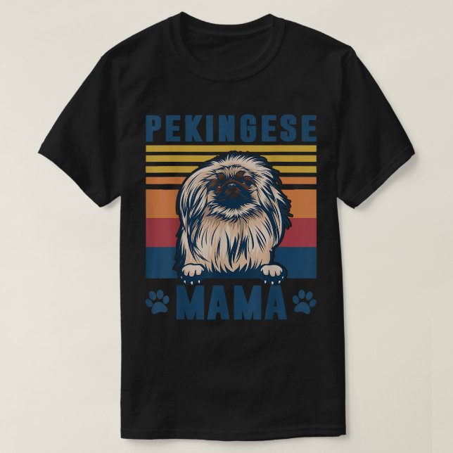 Pekingese Mama Mother Retro Gifts Dog Mom  T-Shirt (Design Front)