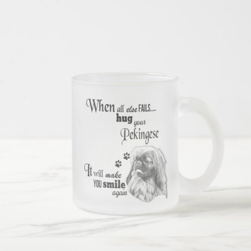 Pekingese modern art cute dog breed slogan frosted glass coffee mug