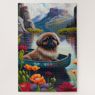 Pekingese on a Paddle: A Scenic Adventure Jigsaw Puzzle