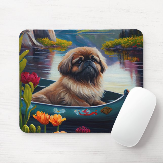 Pekingese on a Paddle: A Scenic Adventure Mouse Pad (With Mouse)