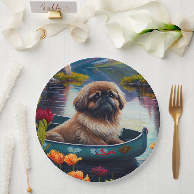 Pekingese on a Paddle: A Scenic Adventure Paper Plates (Wedding)