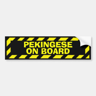 Pekingese on board yellow caution sticker