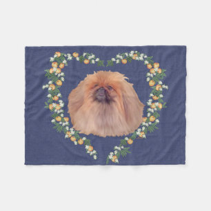 Pekingese Orange Blossom Fleece Blanket