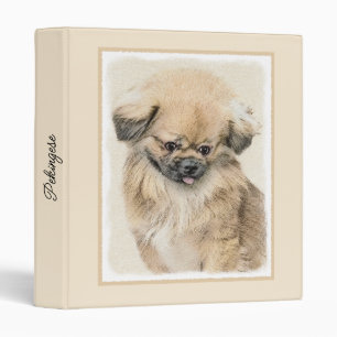 Pekingese Painting - Cute Original Dog Art 3 Ring Binder