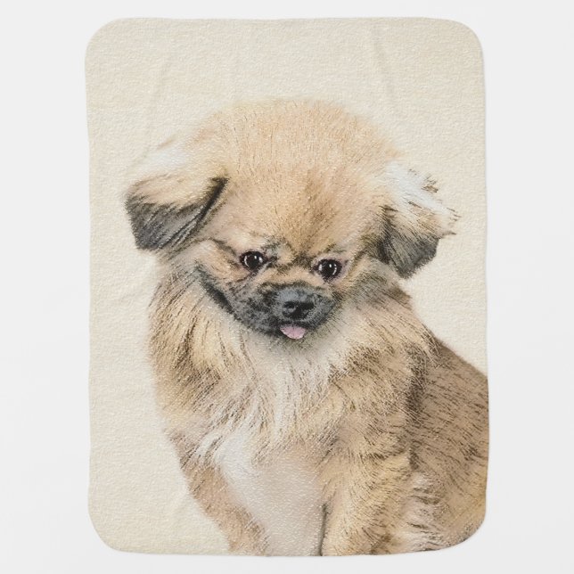 Pekingese Painting - Cute Original Dog Art Baby Blanket (Front)