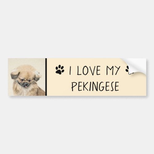 Pekingese Painting _ Cute Original Dog Art Bumper Sticker