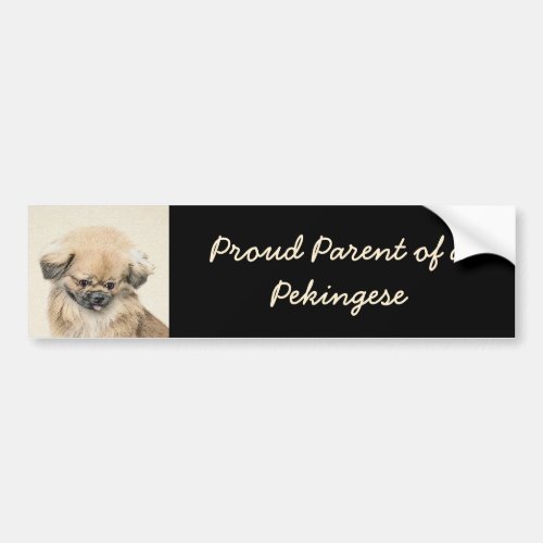 Pekingese Painting _ Cute Original Dog Art Bumper Sticker