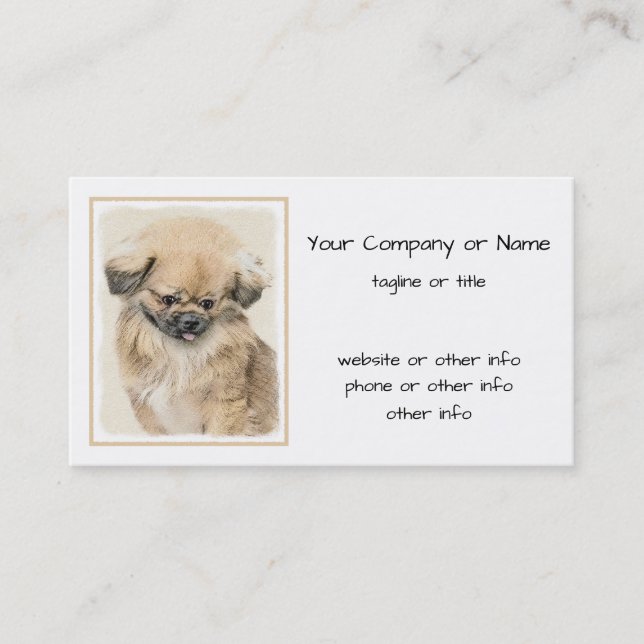 Pekingese Painting - Cute Original Dog Art Business Card (Front)