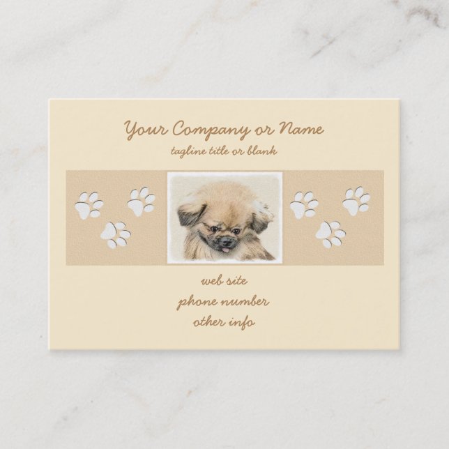 Pekingese Painting - Cute Original Dog Art Business Card (Front)