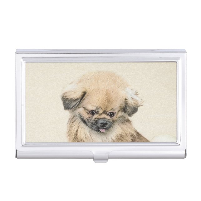 Pekingese Painting - Cute Original Dog Art Business Card Case (Front)