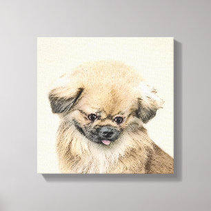 Pekingese Painting - Cute Original Dog Art Canvas Print