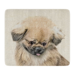 Pekingese Painting - Cute Original Dog Art Cutting Board