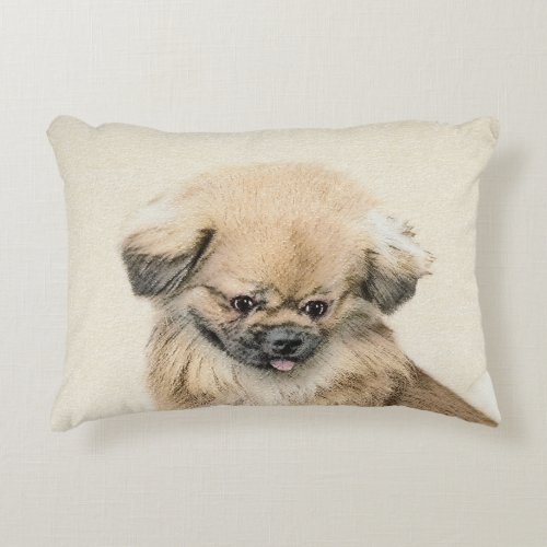 Pekingese Painting _ Cute Original Dog Art Decorative Pillow