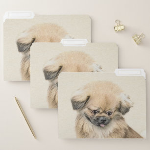 Pekingese Painting - Cute Original Dog Art File Folder