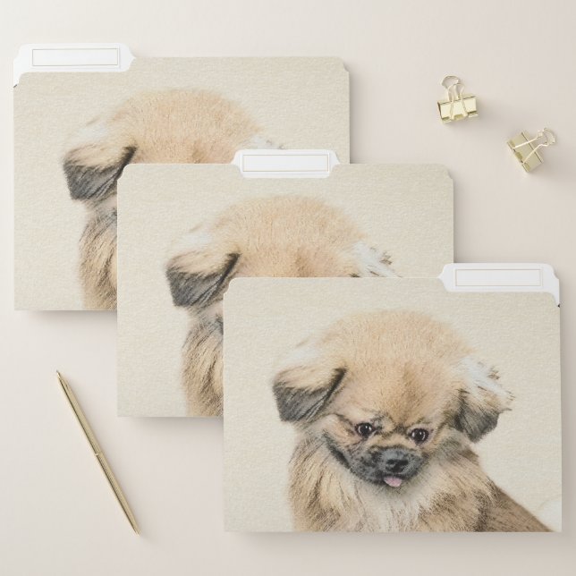 Pekingese Painting - Cute Original Dog Art File Folder (Set)