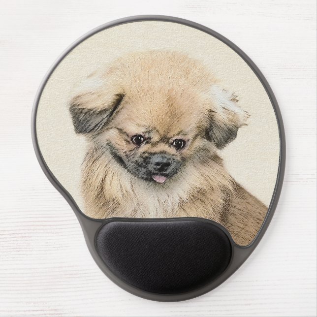 Pekingese Painting - Cute Original Dog Art Gel Mouse Pad (Front)
